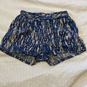 Blue and grey short shorts